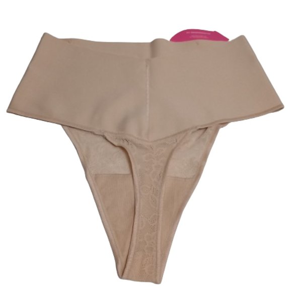 Maidenform Women's Tame Your Tummy Lace Thong in Nude 1 Lace Size S(DM0049) NWT - Picture 3 of 6